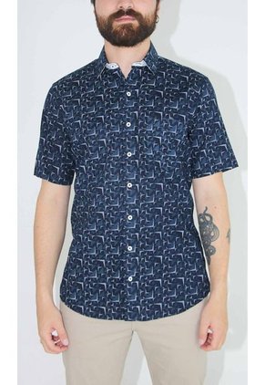 Camisa Para Hombre Manga Corta Azul Marca L&H