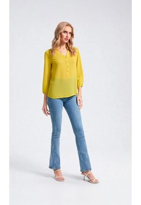 Blusa Para Mujer Manga 3/4 Verde Marca L&H Ref. 1F412457
