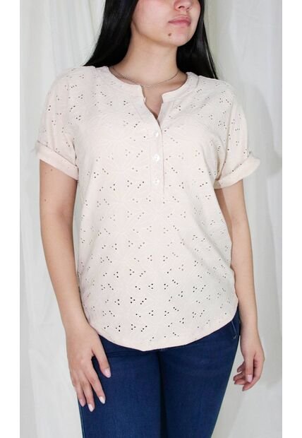 Camiseta Para Mujer Manga Corta Beige Marca L&H