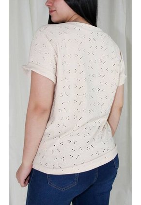 Camiseta Para Mujer Manga Corta Beige Marca L&H