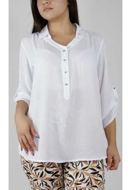 Blusa Para Mujer Manga 3/4 Blanco Marca L&H