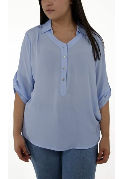 Blusa Para Mujer Manga 3/4 Azul Marca L&H