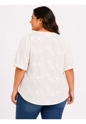 Blusa Para Mujer. Manga Corta Blanco Marca L&H Ref. 1F612245