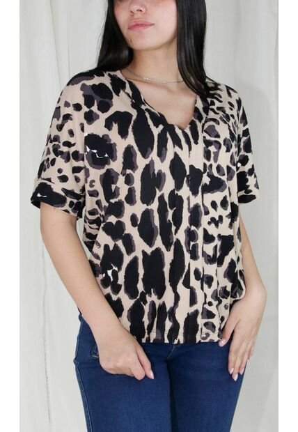 Camiseta Para Mujer Manga Corta Beige Marca L&H