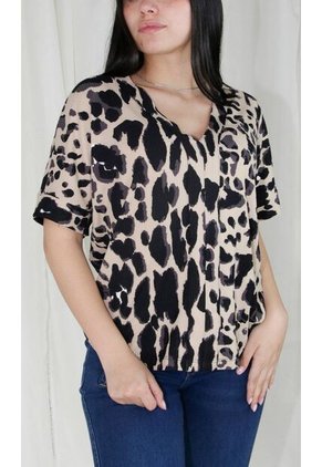 Camiseta Para Mujer Manga Corta Beige Marca L&H