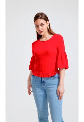 Blusa Para Mujer Manga 3/4 Rojo Marca L&H Ref. 1F412677