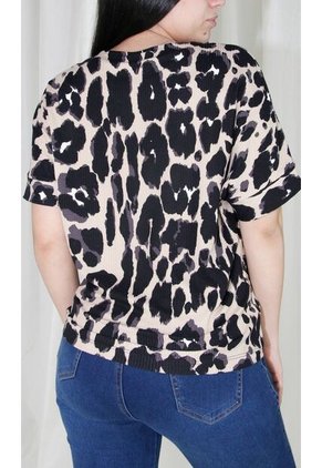 Camiseta Para Mujer Manga Corta Beige Marca L&H