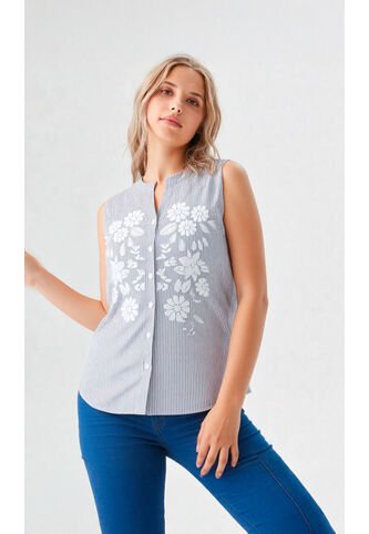 Blusa Para Mujer Manga Sisa Azul Marca L&H Ref. 1F412669 L&H