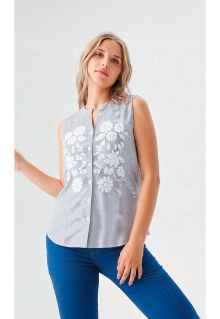 Blusa Para Mujer Manga Sisa Azul Marca L&H Ref. 1F412669