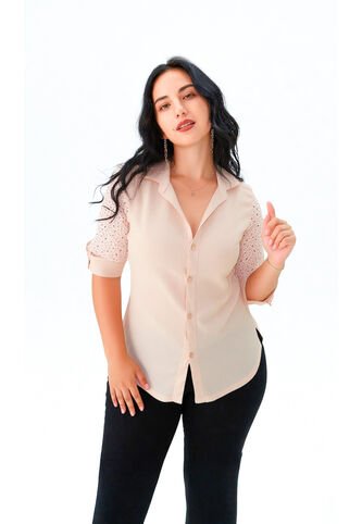 Blusa Para Mujer Manga 3/4 Beige Marca L&H Ref. 8E412040 L&H