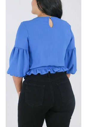 Blusa Para Mujer Manga 3/4 Azul Marca L&H Ref. 1F412677