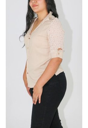 Blusa Para Mujer Manga 3/4 Beige Marca L&H Ref. 8E412040
