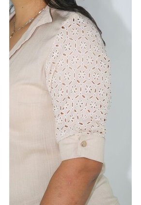 Blusa Para Mujer Manga 3/4 Beige Marca L&H Ref. 8E412040