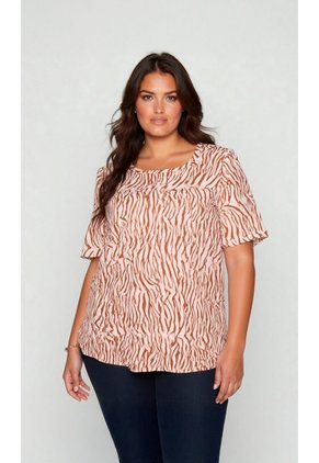 Blusa Para Mujer. Manga Corta Beige Marca L&H Ref. 1F612236