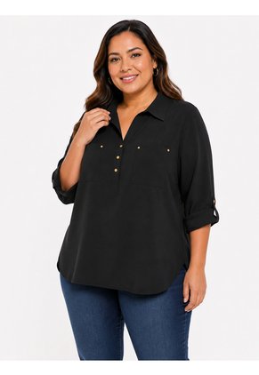 Blusa Para Mujer. Manga 3/4 Negro Marca L&H Ref. 1F612172