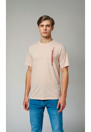 T-Shirt Para Hombre Manga Corta Beige Marca L&H