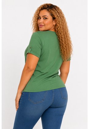 Camiseta Para Mujer. Manga 3/4 Verde Marca L&H Ref. 1F609196