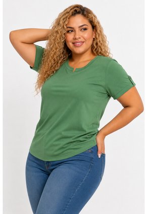 Camiseta Para Mujer. Manga 3/4 Verde Marca L&H Ref. 1F609196