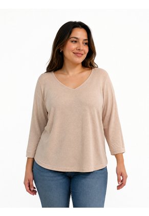 Camiseta Para Mujer. Manga 3/4 Beige Marca L&H Ref. 1F609195