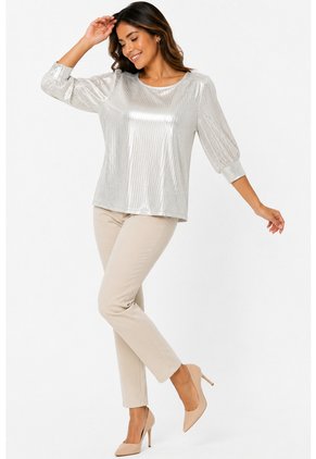 Camiseta Para Mujer. Manga 3/4 Blanco Marca L&H Ref. 1F609190