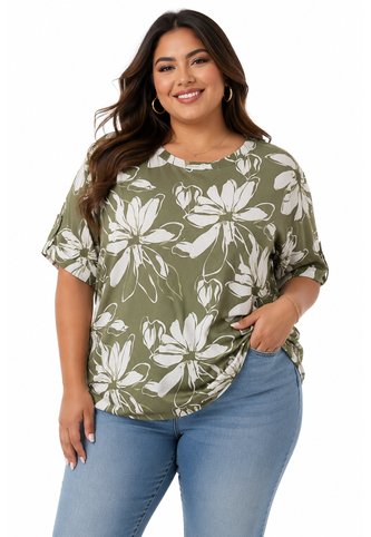 Camiseta Para Mujer. Manga 3/4 Verde Marca L&H Ref. 1F609187 L&H