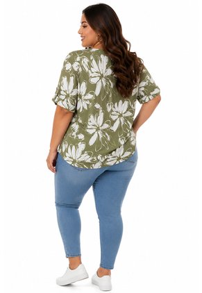 Camiseta Para Mujer. Manga 3/4 Verde Marca L&H Ref. 1F609187