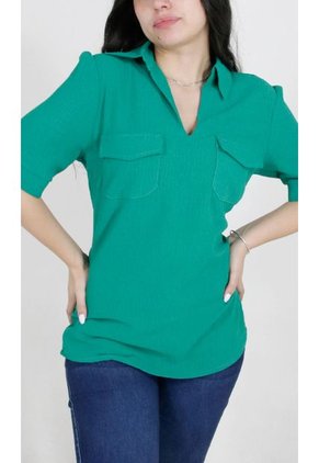 Blusa Para Mujer Manga Corta Verde Marca L&H