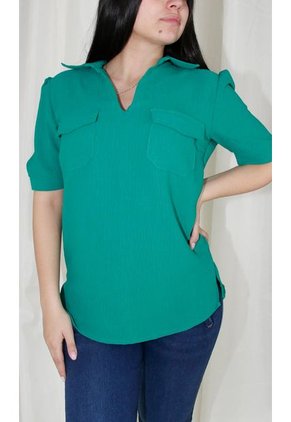 Blusa Para Mujer Manga Corta Verde Marca L&H