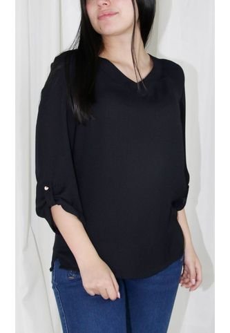 Blusa Para Mujer Manga 3/4 Negro Marca L&H L&H