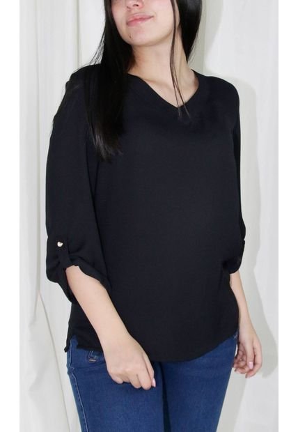 Blusa Para Mujer Manga 3/4 Negro Marca L&H