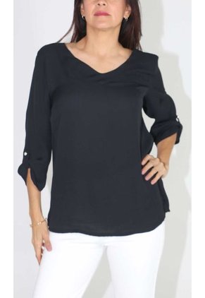 Blusa Para Mujer Manga 3/4 Negro Marca L&H