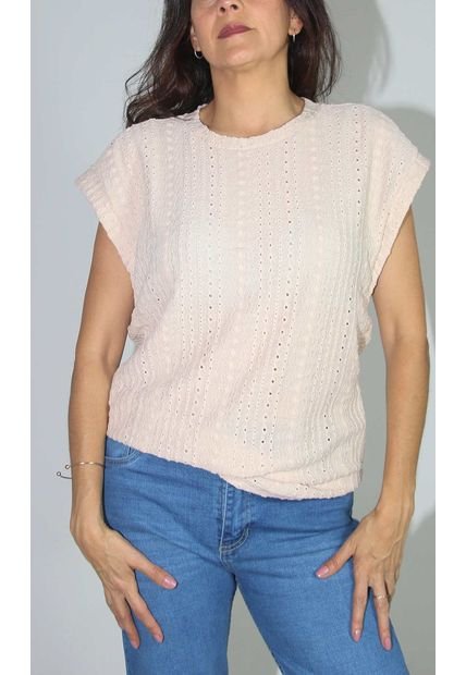 Camiseta Para Mujer Manga Corta Beige Marca L&H