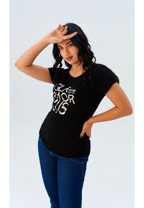 Camiseta Para Mujer Manga Corta Negro Marca L&H Ref. 5G409254