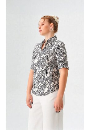 Blusa Para Mujer Manga Corta Negro Marca L&H Ref. 5P412256