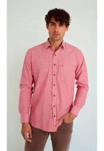 Guayabera Para Hombre Manga Larga Rojo Marca L&H L&H