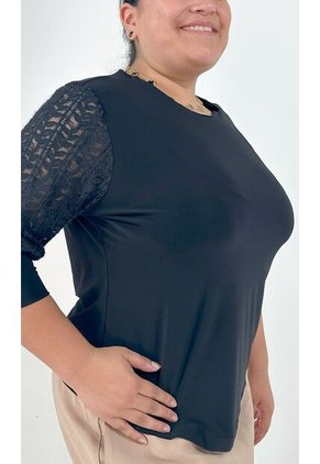 Camiseta Para Mujer. Manga 3/4 Negro Marca L&H