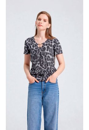 Camiseta Para Mujer Manga Corta Gris Claro Marca L&H