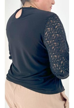 Camiseta Para Mujer. Manga 3/4 Negro Marca L&H