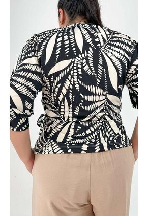 Camiseta Para Mujer. Manga 3/4 Negro Marca L&H