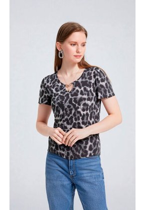 Camiseta Para Mujer Manga Corta Gris Claro Marca L&H