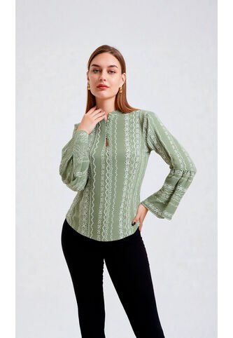 Blusa Para Mujer Manga Larga Verde Marca L&H Ref. 9V412009 L&H