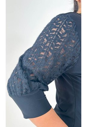 Camiseta Para Mujer. Manga 3/4 Negro Marca L&H