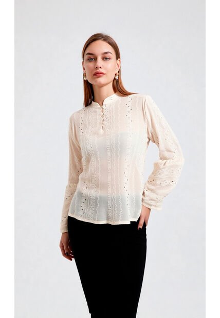 Blusa Para Mujer Manga Larga Beige Marca L&H Ref. 9V412009