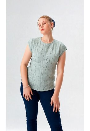 Blusa Para Mujer Manga Corta Verde Marca L&H Ref. 1F412686