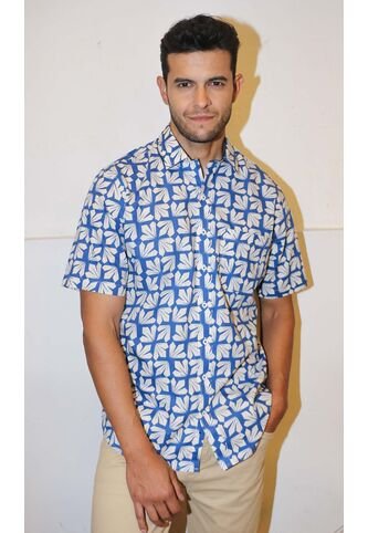 Camisa Para Hombre Manga Corta Azul Indigo Marca L&H L&H