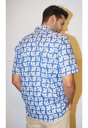 Camisa Para Hombre Manga Corta Azul Indigo Marca L&H