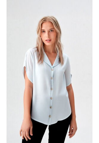 Blusa Para Mujer Manga Corta Azul Marca L&H Ref. 5P412257 L&H