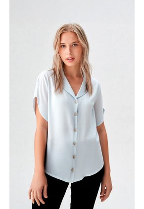 Blusa Para Mujer Manga Corta Azul Marca L&H Ref. 5P412257