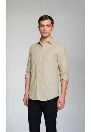 Camisa Para Hombre Manga Larga Beige Marca L&H Ref. 4Ed101004