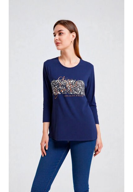 Camiseta Para Mujer Manga 3/4 Azul Marca L&H